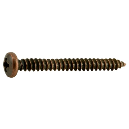 Midwest Fastener Sheet Metal Screw, #8 x 1-1/2 in, Bronze Plated Steel Pan Head Phillips Drive, 30 PK 35952